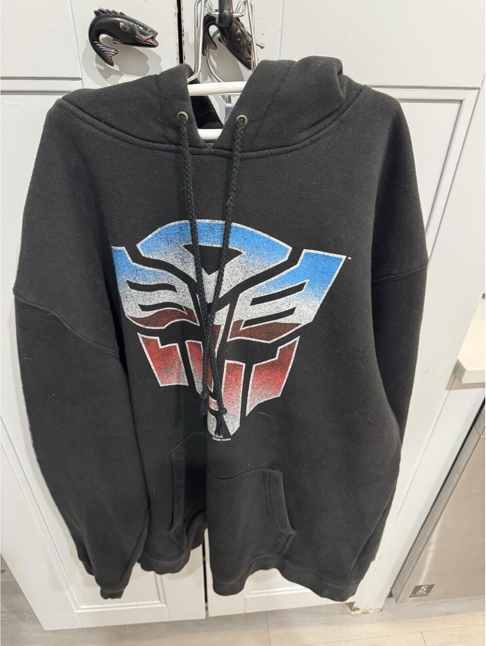 Vintage Transformers Hoodie Y2K Size M Black Mighty Fine